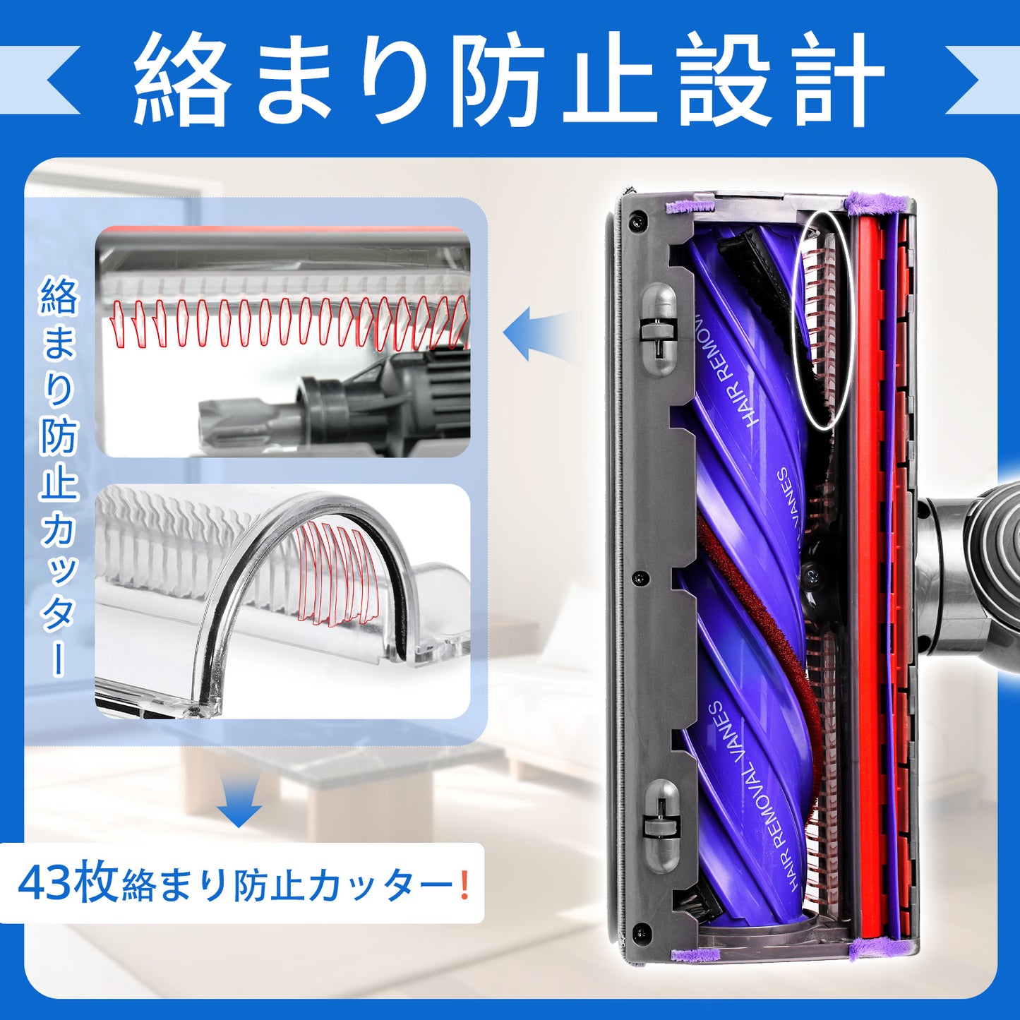 ダイソン SV18 掃除機 ヘッド Dyson V12 Detect Digital Slim SV18 FF SV20 FF SV30 ABL SV46 ABL 交換ヘッド 互換ヘッド 毛絡み防止 畳 絨毯 フローリング ソフトローラークリーナーヘッド 交換部品 モーターヘッド 付属清掃ブラシ付き