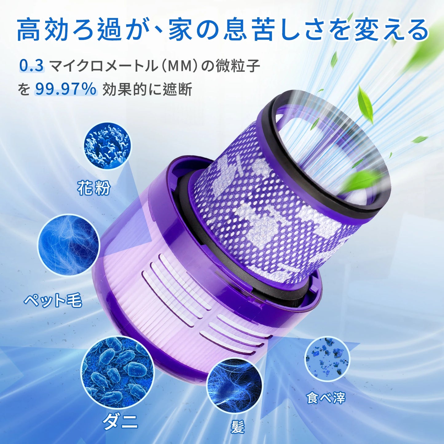 ダイソン SV18 フィルター 互換品 2個 掃除機 V10slim SV18 デジタルスリム 交換フィルター sv18ff Digital Slim Fluffy 高性能 HEPAフィルター コードレス掃除機 交換用部品 吸引力回復 水洗い可能