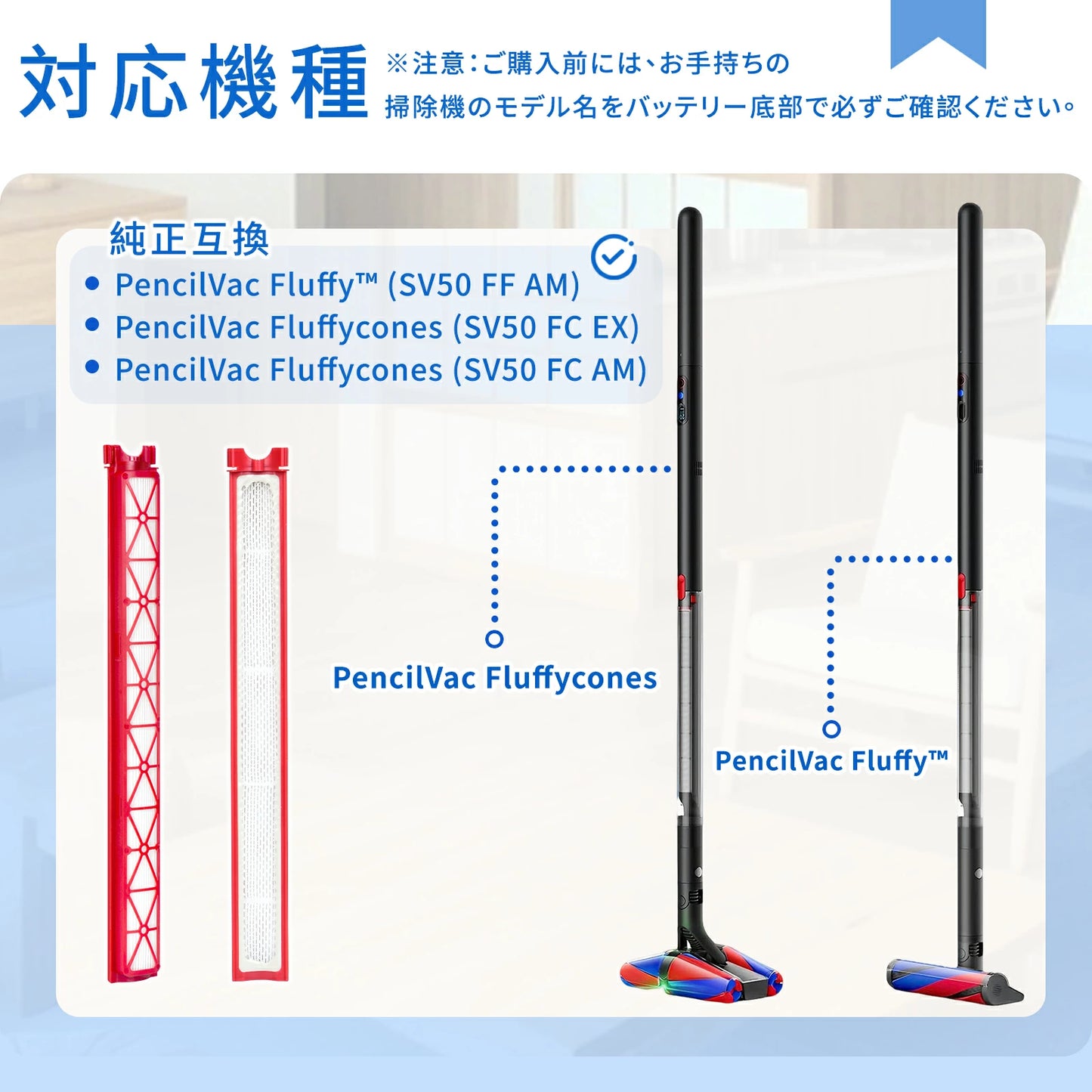 ダイソン SV50 フィルター ダイソン掃除機フィルター Dyson SV50 FF AM SV50 FC EX SV50 FC Dyson PencilVac Fluffy AM互換性 交換用 高性能 2個 セット 互換品