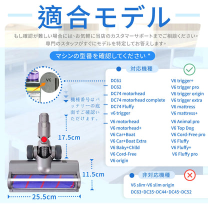 ダイソン V6 交換 ヘッド 掃除機 V6 DC58 DC59 DC61 DC62 DC74 ソフトローラークリーナー 交換ヘッド 互換ヘッド グリーンライト ほこり検知 Dyson適用