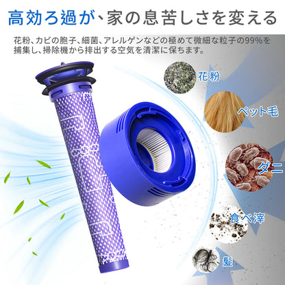 ダイソン 掃除機 フィルター Dyson V7 V8 互換品 4個セット SV10 SV11 HH11 交換フィルター V7 Fluffy V8 Slim Fluffy Extra プレフィルタ 2個 ポストモーターフィルタ 2個 水洗い可能