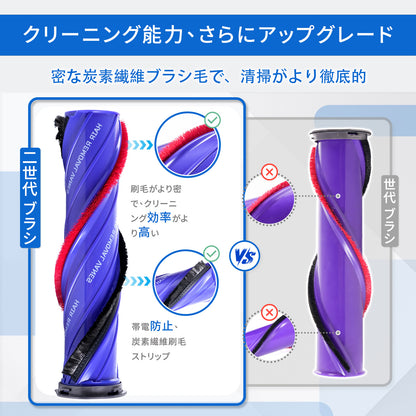 ダイソン V8 ヘッド 交換 掃除機 Dyson V8 V10 V11 V15 SV10 SV12 SV14 SV22 SV25 部品 互換品 ヘア絡み防止 43本櫛歯設計 硬質フローリング 短毛カーペット対応 コードレス掃除機用 アップグレード版